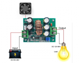 1200W High Power DC to DC Boost Converter, DC 10-36V to 12-80V Step Up Transformer, Adjustable Charging Power Supply for Electric Vehicles and Solar Power